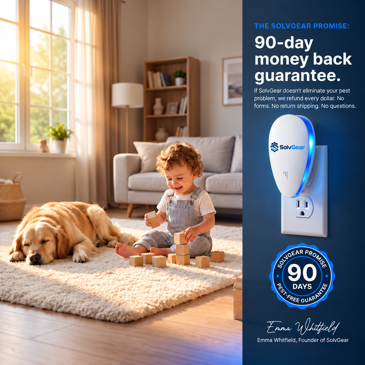 SolvGear™ Ultrasonic Pest Repeller - Banish 14+ Pests for Good