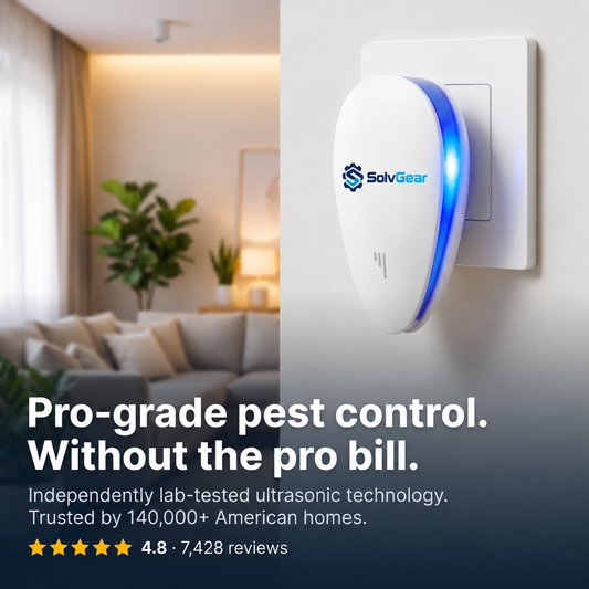 SolvGear™ Ultrasonic Pest Repeller - Banish 14+ Pests for Good